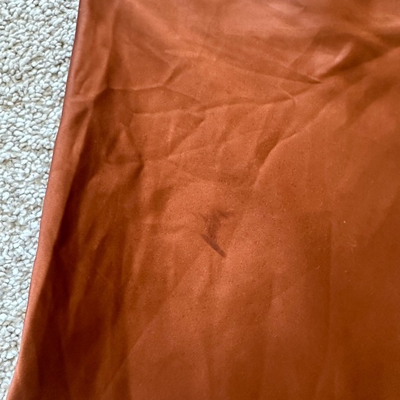 Rust Slit Highlow Satin Skirt - Picture 4 of 5